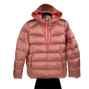 Lands' End Down Puffer Coat Women's M 10-12 Hooded Jacket Long Sleeve Thick Warm